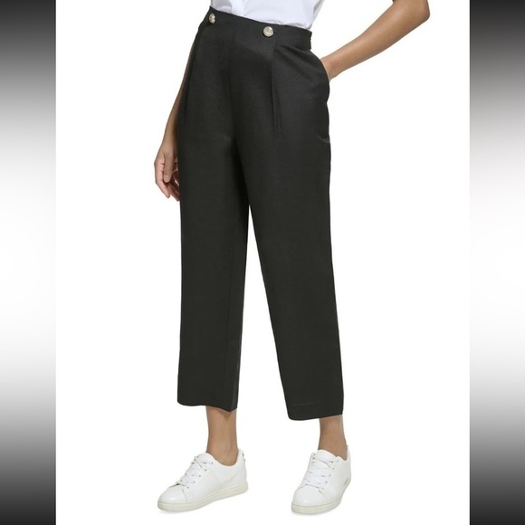 KARL LAGERFELD PARIS Women's Linen Blend Cropped Pants Size 14 - Picture 3 of 11